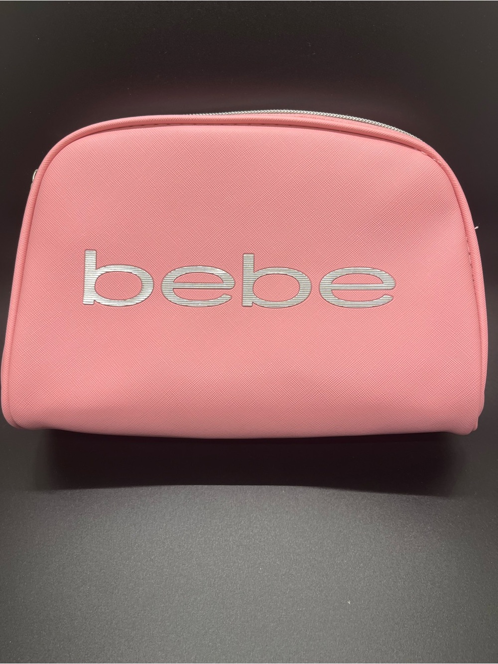 bebe Pink Cosmetic Zip Pouch with Silver Logo